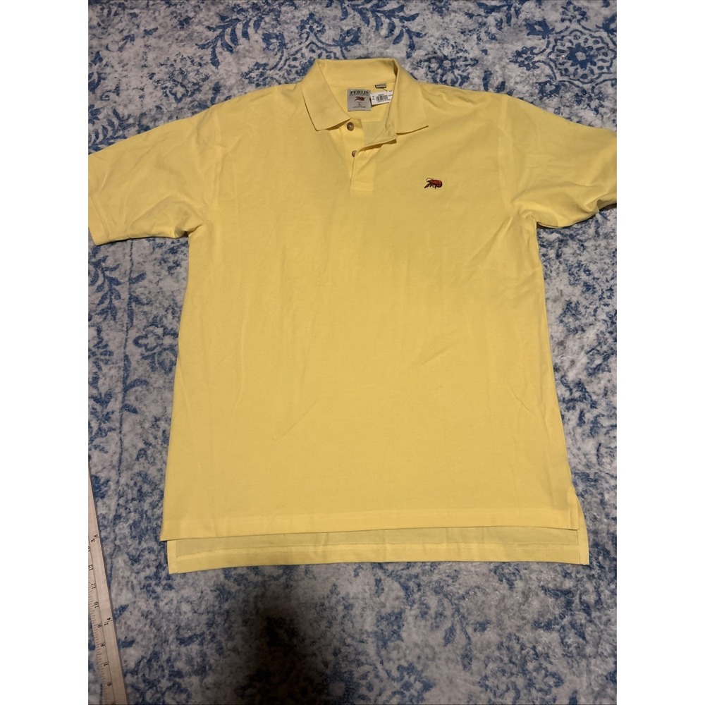 Perlis Shirt Polo Mens L Cajun Crawfish Peach Orange Short Sleeve NWT